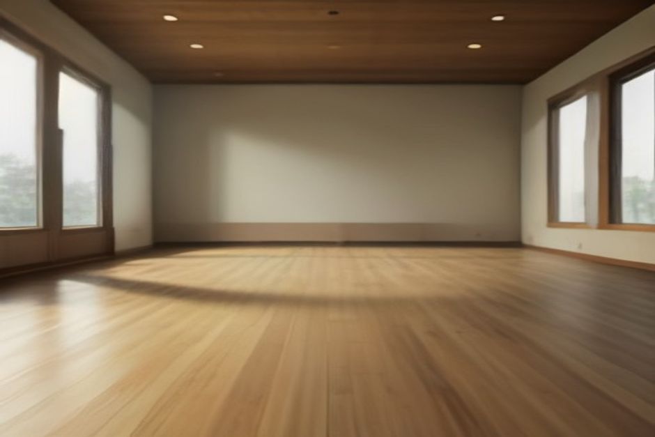 A calm yoga studio with mats lined up on a wooden floor next to a bright window, one mat slightly apart from the others