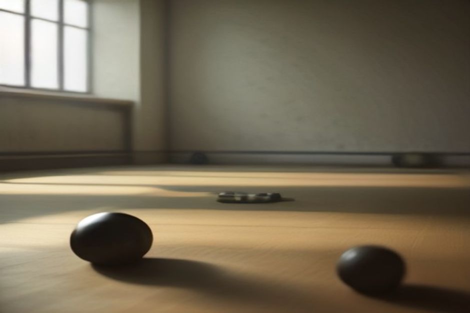 A quiet corner of a gym with a yoga mat, foam roller, and kettlebell in soft natural light