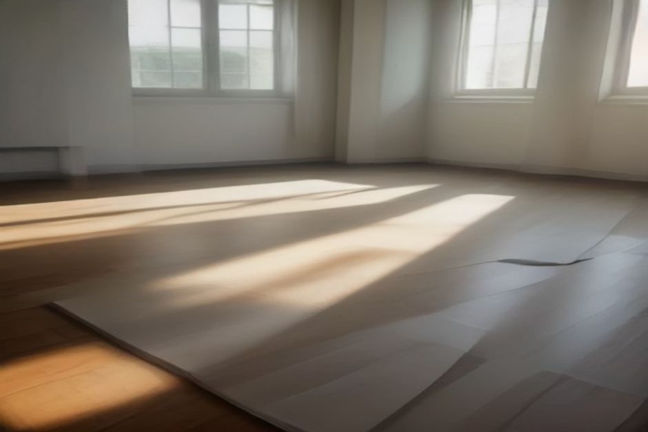 Rows of rolled yoga mats and folded blankets neatly arranged in a quiet, sunlit studio before class