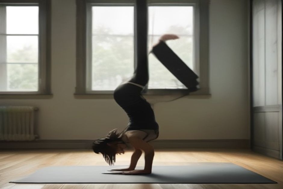 Person balancing in crow pose with knees resting on upper arms
