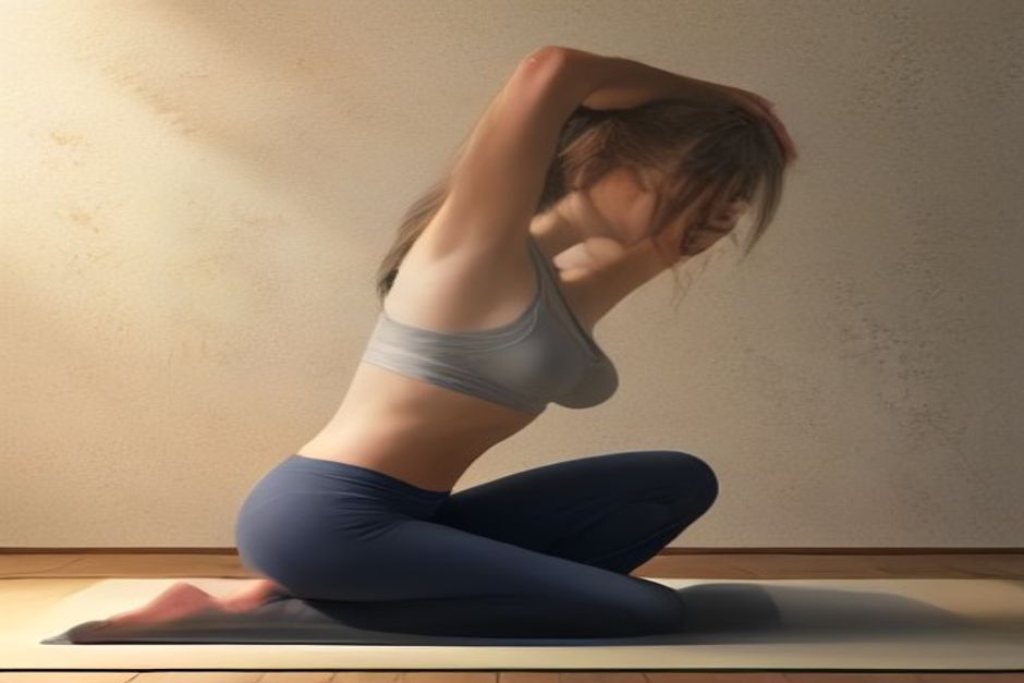 Person holding dolphin pose on forearms with hips lifted high, side view, warm natural light in a quiet studio