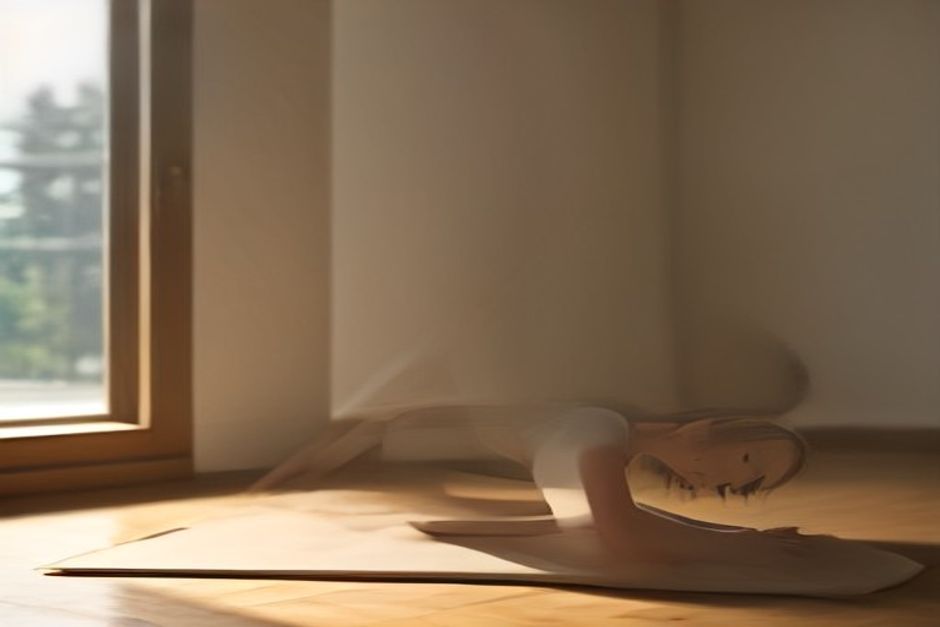 Person resting in supported bridge pose with a block under the sacrum