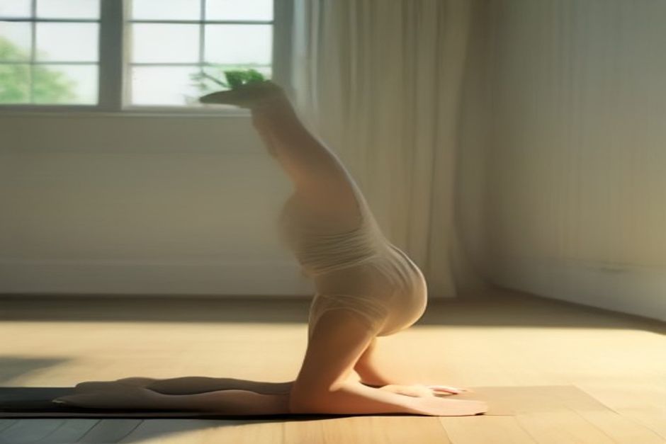 Person pressing up into wheel pose on a mat in soft natural light