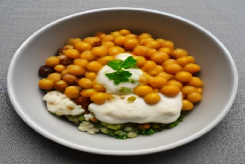A simple post-practice meal of grain bowl, vegetables, and yogurt on a linen cloth in warm natural light