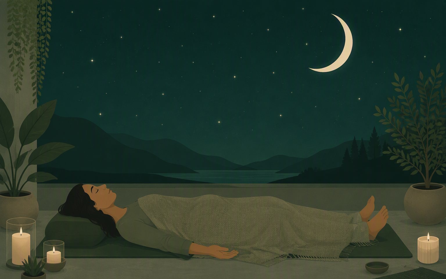 Resting under a crescent moon