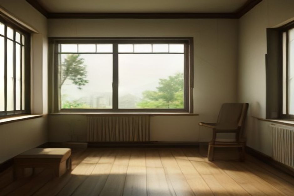 An empty teacher's seat with a cushion and brass bell at the front of a peaceful practice room