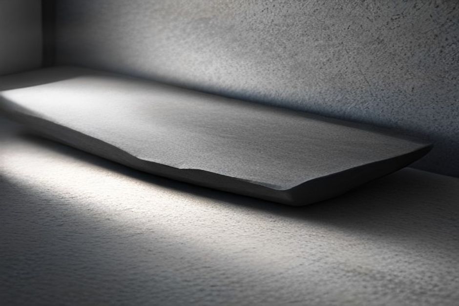A single smooth stone balanced on a wooden surface, soft diffused daylight, minimalist earth tones